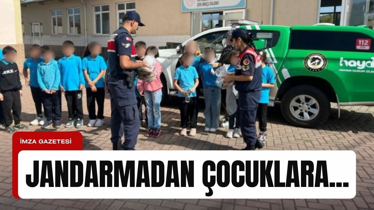 Jandarma köyde çocuklara göstere göstere anlattı...