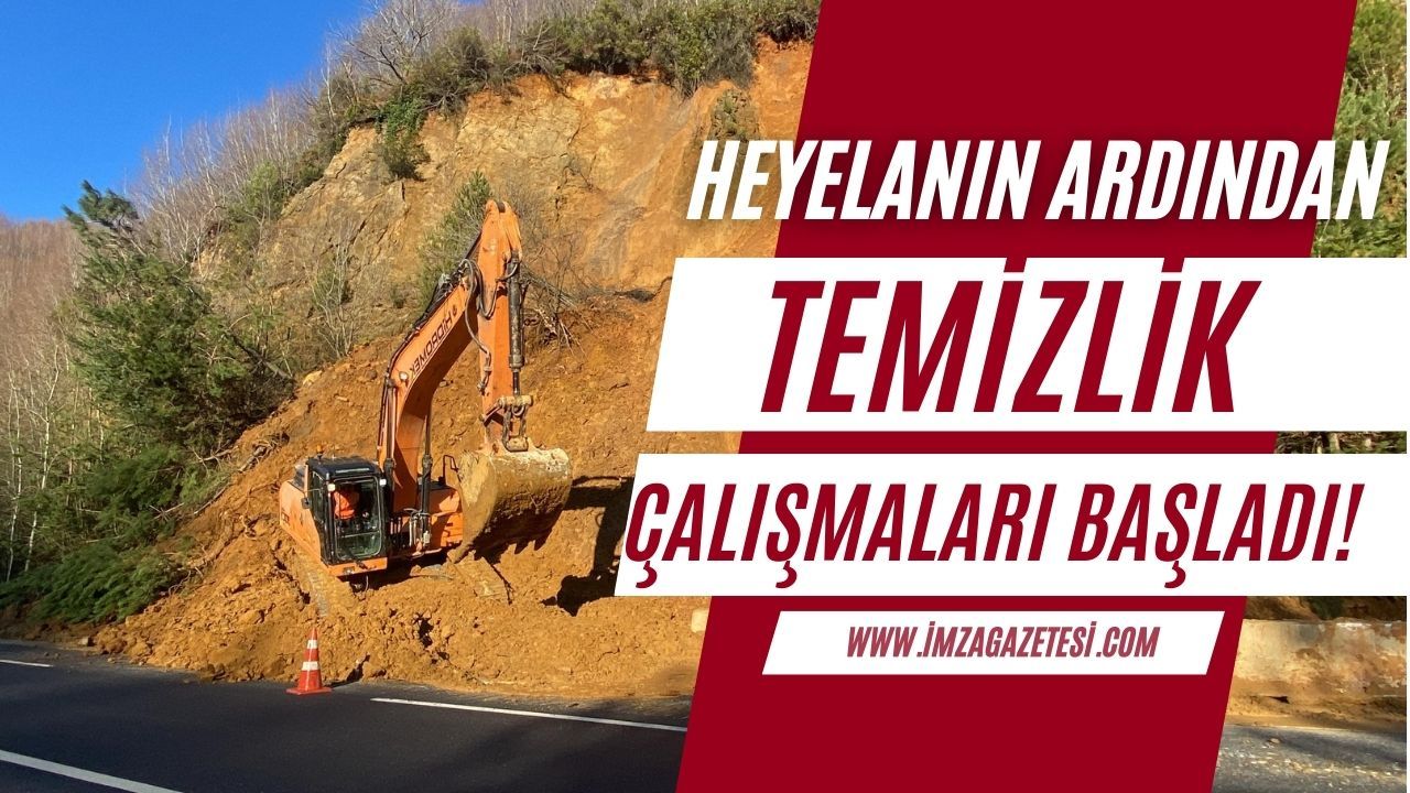 Zonguldak'ta karayolunda meydana gelen heyelanın ardından temizlik çalışmaları başladı!