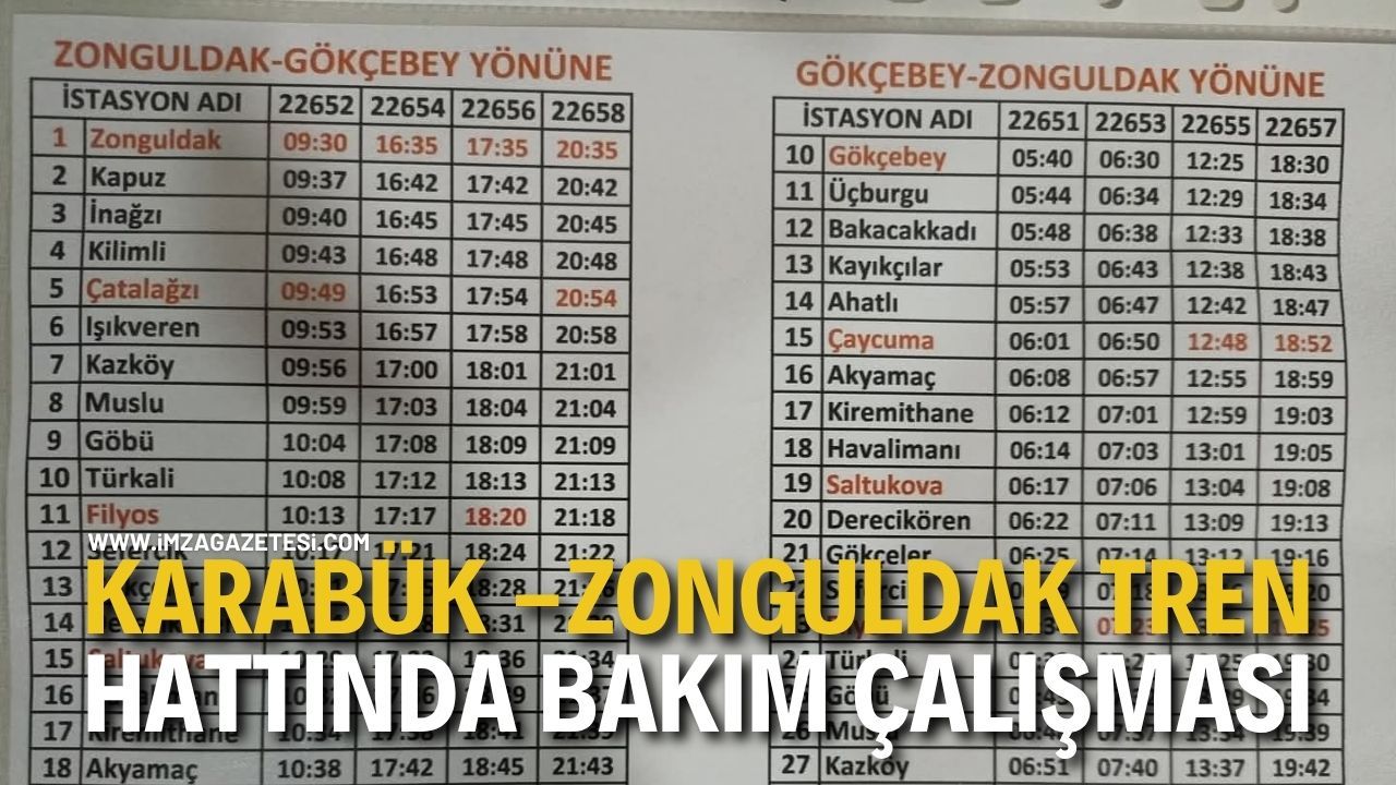 Karabük-Zonguldak Tren Hattında Bakım Çalışması: Seferler Geçici Olarak Gökçebey’e Kadar