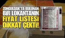 Zonguldak'ta Bulunan Bir Lokantanın Fiyat Listesi Dikkat Çekti!