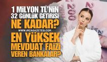 1 Milyon TL'nin 32 Günlük Faiz Getirisi Belli Oldu: En Yüksek Mevduat Faizi Veren Bankalar