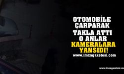 Otomobile Çarparak Takla Attı O Anlar Kameralara Yansıdı!