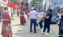 Milletvekili adayı davul zurna eşliğinde karanfil dağıttı