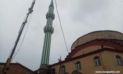 Fırtınadan Yıkılan Cami Minaresine Müdahale Edildi...