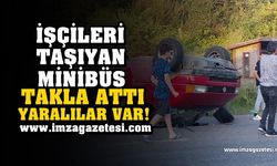 FECİ KAZA! İşçileri taşıyan servis takla attı! Çok sayıda yaralı var...