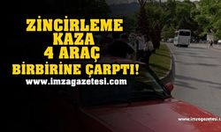 ZİNCİRLEME TRAFİK KAZASI! 4 ARAÇ BİRBİRİNE ÇARPTI...