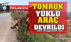 Tomruk Yüklü Araç Devrildi!