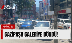 Gazipaşa Caddesinde parklanmalar nedeniyle cadde galeriye döndü!