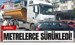 Tır otomobili metrelerce sürükledi!