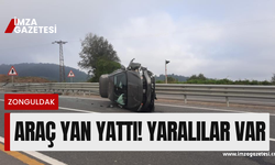 Zonguldak'ta otomobil yan yattı... Yaralılar var...