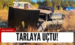 Direksiyon hakimiyetini kaybeden sürücü tarlaya uçtu!