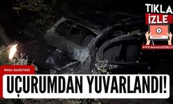 Hayvana çarpmamak için uçurumdan yuvarlandı!