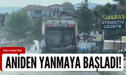 Çöp kamyonun balataları tutuştu