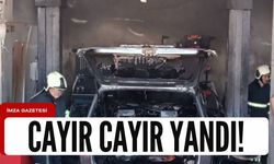 İş yerindeki otomobil cayır cayır yandı!