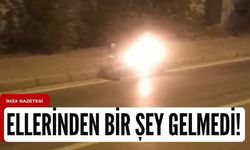 Motosikleti gözünün önünde cayır cayır yandı!