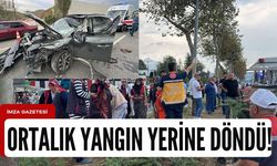 Ortalık yangın yerine döndü! Belediye işçilerini taşıyan traktöre çarptı!