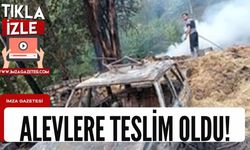 Saman balyaları yandı, araç alevlere teslim oldu!