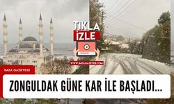 Zonguldak güne kar ile başladı...