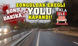 Zonguldak’taki fırtınadan Zonguldak-Ereğli kara yolunda heyelan! Ulaşıma kapandı