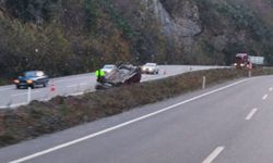 Zonguldak-Ankara karayolunda takla atan araçtan ilk fotolar...