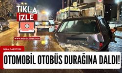 Otomobil otobüs durağına daldı! Yaralılar var...