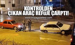 Kontrolden çıkan araç refüje çarptı!