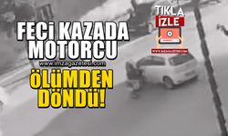 Feci kazada motosiklet sürücüsü yanmaktan son anda kurtuldu!