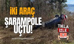 Zonguldak-Ereğli karayolunda iki araç şarampole uçtu!