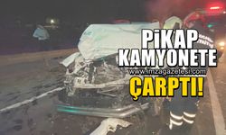 Pikap'ın kamyona çarptığı feci kazada yaralılar var!