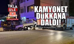 Direksiyon hakimiyetini kaybeden kamyonet sürücüsü, dükkana daldı!