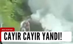 Seyir halindeki araç cayır cayır yandı!