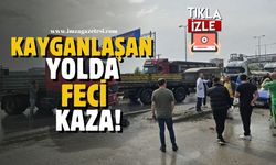 Kayganlaşan yolda feci kaza!