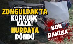 Zonguldak-Bartın yolunda korkunç kaza! Araç hurdaya döndü