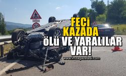 Aynı istikamette giden iki otomobil çarpıştığı kazada ölü ve yaralılar var...