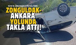 Zonguldak-Ankara yolunda takla attı!