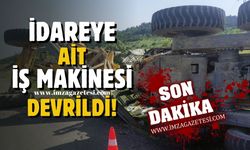 İdareye ait iş makinesi devrildi!