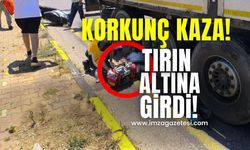 Korkunç kaza! Motosiklet, tırın altına girdi!