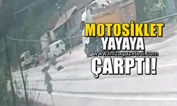 Motosiklet karşıdan karşıya geçmek isteyen yayaya çarptı!