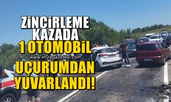 Zincirleme kazada 1 otomobil şarampole uçtu!