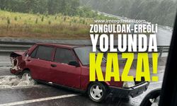 Zonguldak-Ereğli Yolunda Yağışlı Hava Kazaya Sebep Oldu