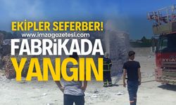 Zonguldak'ın Çaycuma ilçesinde fabrikada yangın!