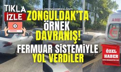 Zonguldak'ta örnek davranış! Ambulansa fermuar sistemi ile yol verdiler...