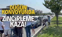 Düğün konvoyunda zincirleme kaza!