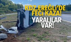 Kdz.Ereğli'de feci kaza! Takla atan otomobilde yaralılar var...