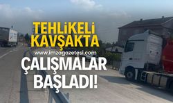 Tehlikeli kavşakta çalışmalar başladı!