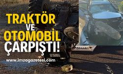 Traktör ve Otomobil Çarpıştı, 4 Yaralı!