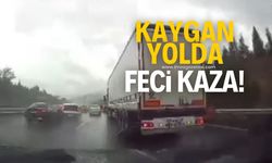 Yağmurlu havada 2 feci kaza!