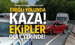 Zonguldak Ereğli Yolunda Kaza: Araç Bariyere Çarptı, Sürücü Yaralandı