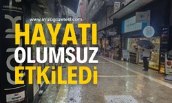 Zonguldak'ta Sağanak Yağış Hayatı Olumsuz Etkiledi