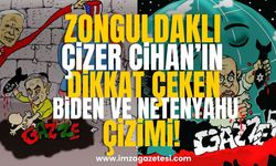 Zonguldaklı çizer Şerif Cihan ,İsrail ve Abd'nin Filistin'e saldırısını çizdi! Netenyahu şeytan, Biden destekçi oldu!